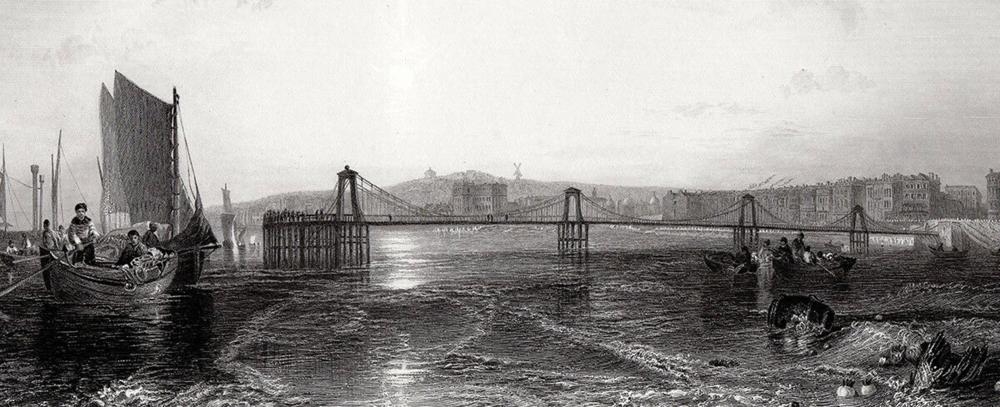 Artwork by Joseph Mallord William Turner, The Chain Pier, Brighton, Made of Antique Engraving On Laid Paper