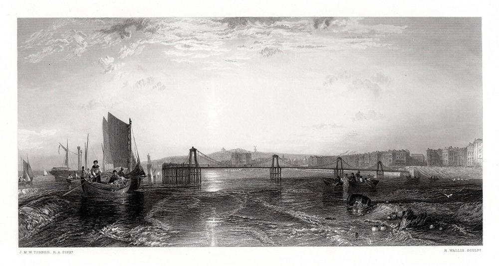 Artwork by Joseph Mallord William Turner, The Chain Pier, Brighton, Made of Antique Engraving On Laid Paper