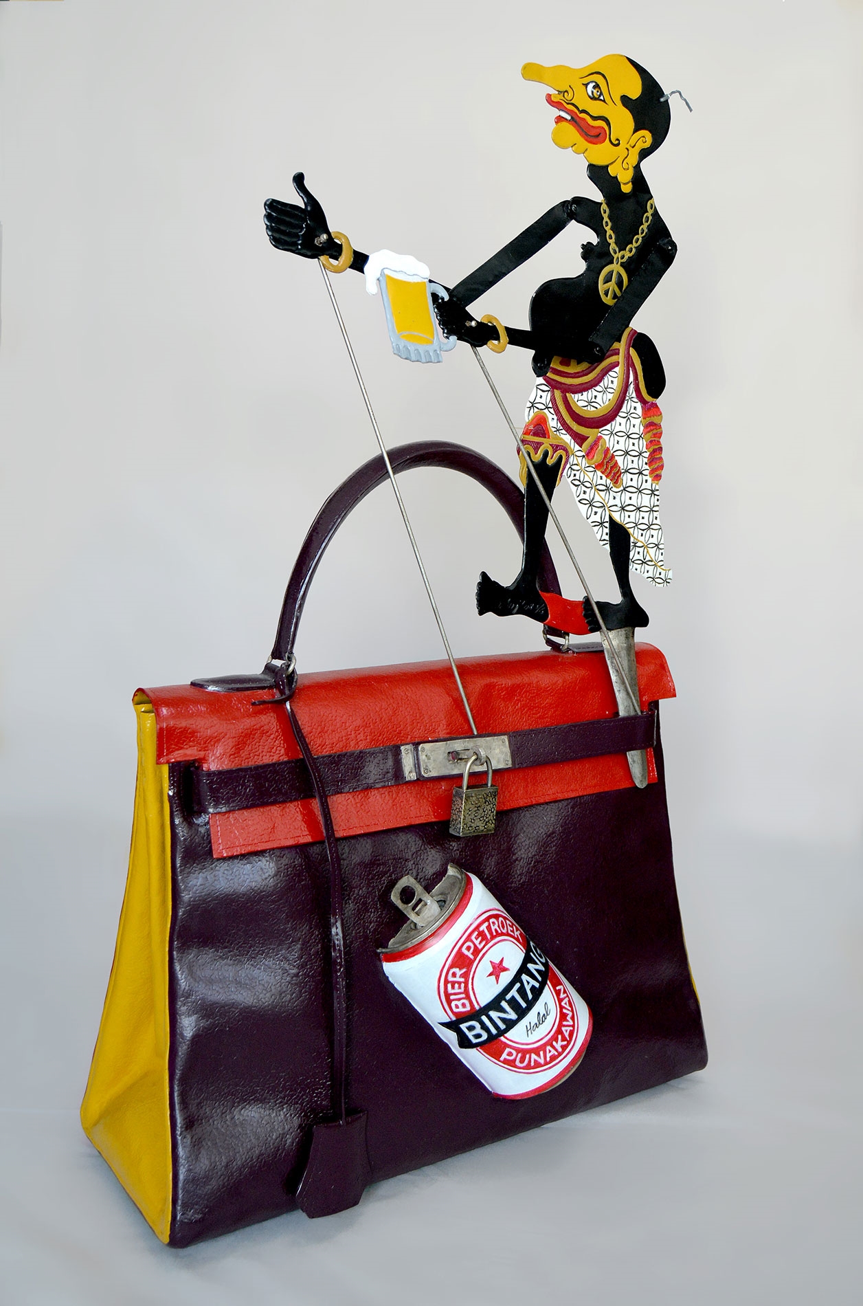 Artwork by Astari Rasjid, Drunken Bag, Made of Silver Plated Copper, Lacquer Paint