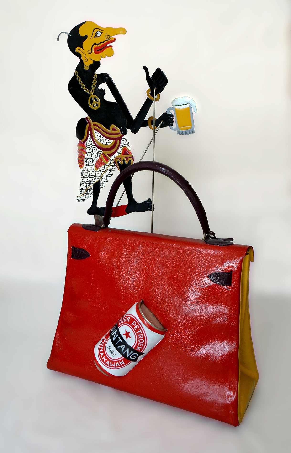 Artwork by Astari Rasjid, Drunken Bag, Made of Silver Plated Copper, Lacquer Paint