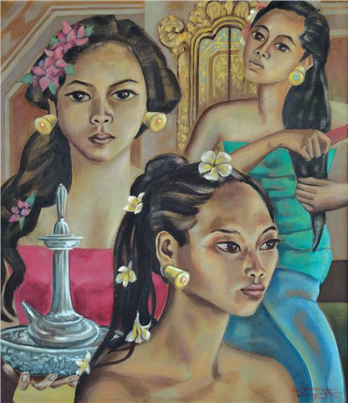 Three Balinese Girls (The Morning of a Festival Day by Auke Cornelis Sonnega, 1956
