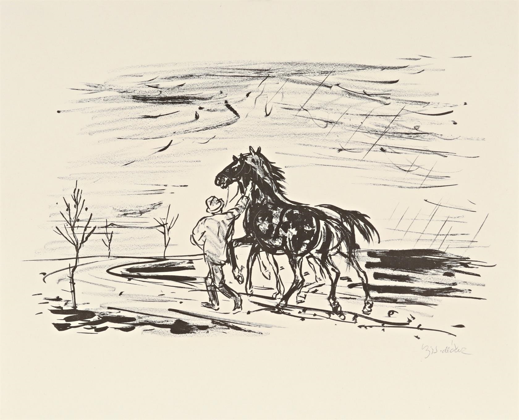 Artwork by Vojtěch Sedláček, Dva koně, Made of lithograph