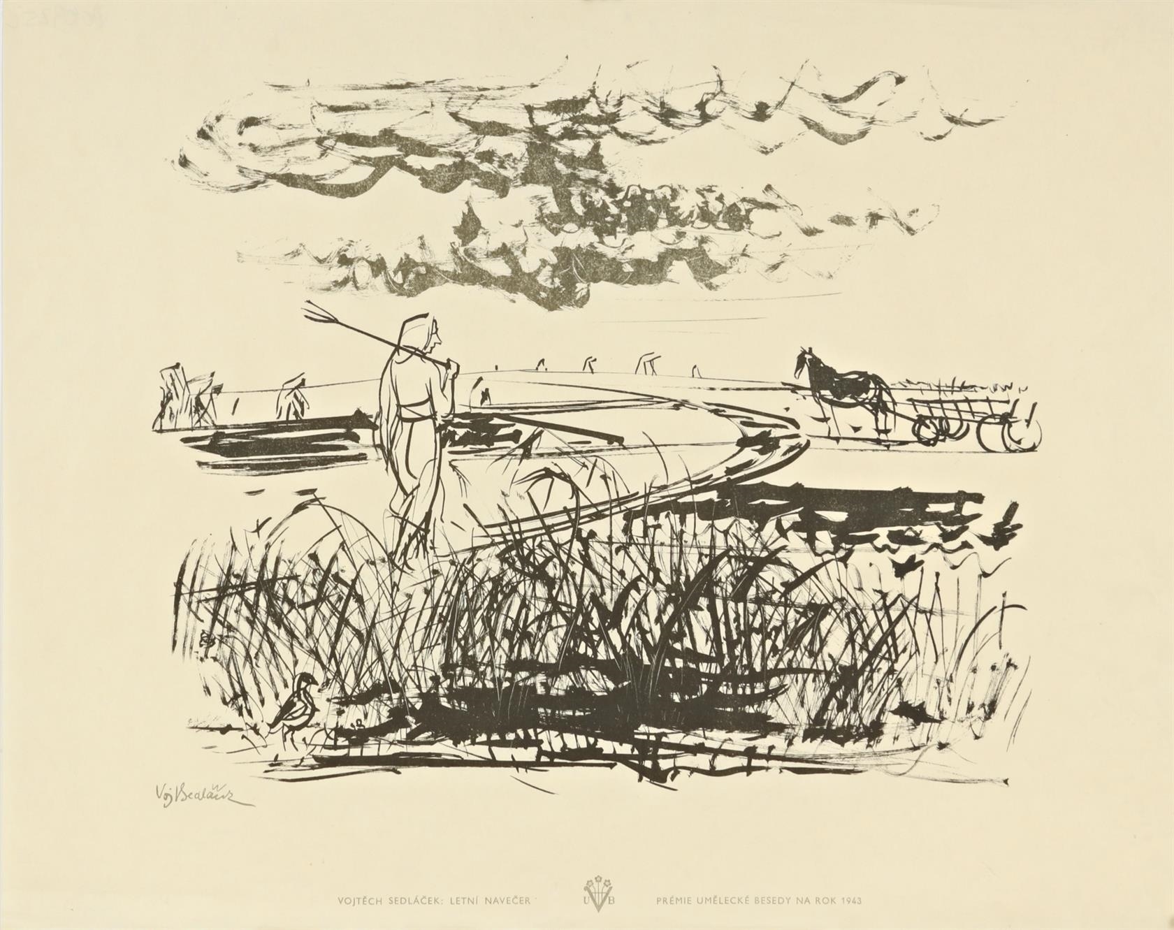 Artwork by Vojtěch Sedláček, Letní navečer, Made of lithograph