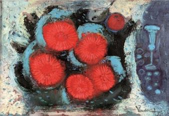 Blumenstillleben mit Glas - Friedrich Vordemberge-Gildewart