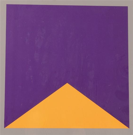 Geometrische Komposition in Blau, Grau u. Orange - Johannes Itten