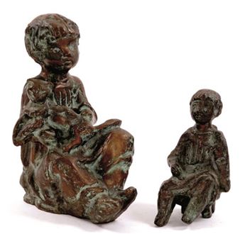 Mädchen m. Katze u. Mädchen a. Stuhl - Curt Beckmann