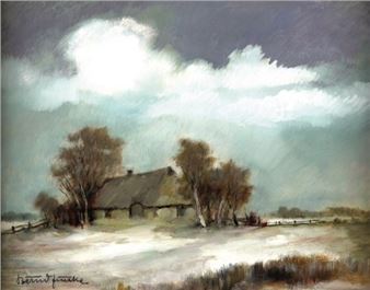 Herbstliche Weidelandschaft mit Reetdachkate - Bernd Funke