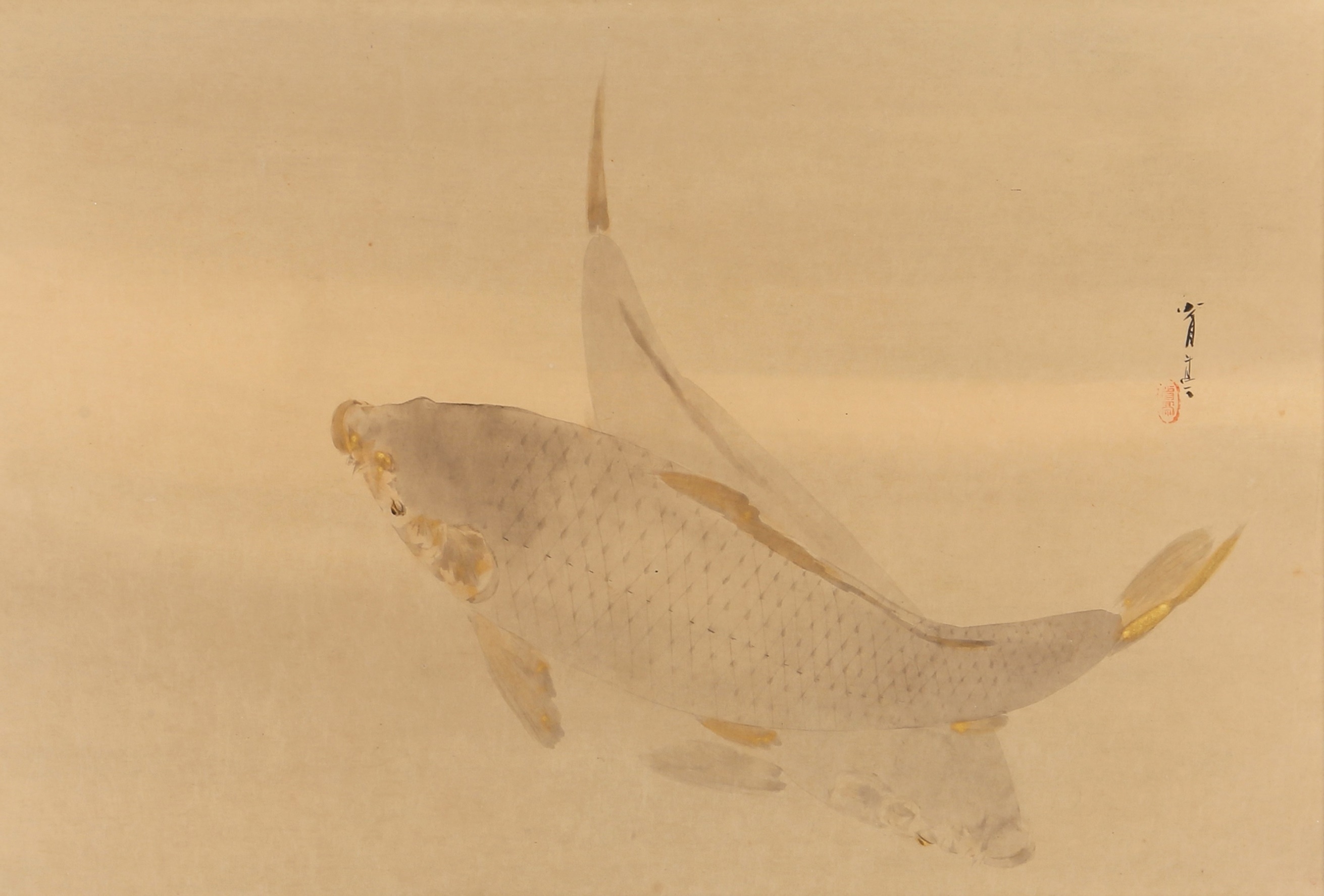 Artwork by Seitei Watanabe, Carps, Made of ink and slight colour on paper