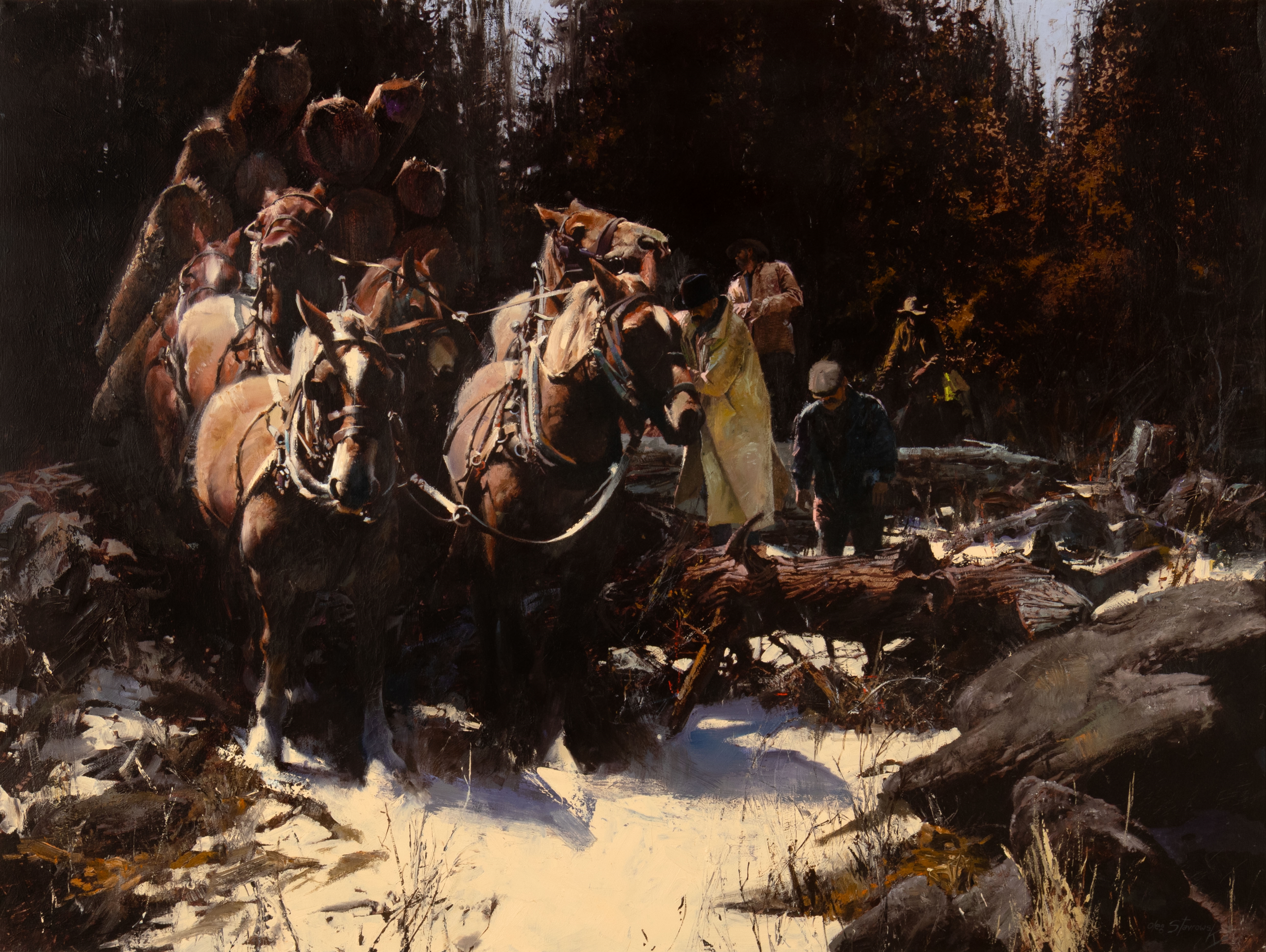 Artwork by Oleg Stavrowsky, Loggers, Made of oil on canvas