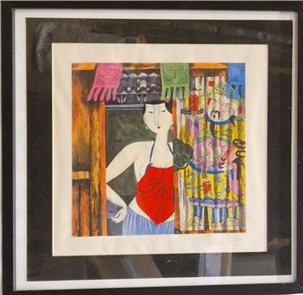 woman with curtain - Hu Yongkai