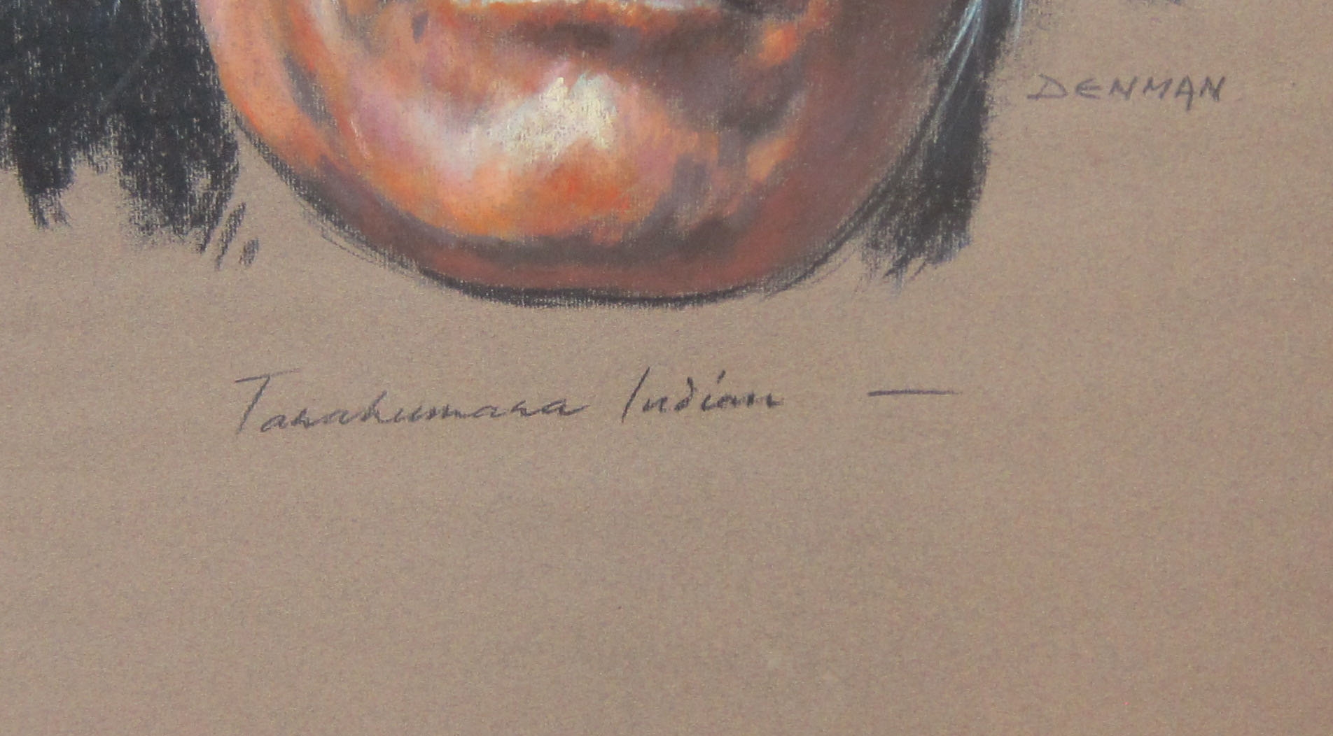 Artwork by Miles Denman, Paire de portraits "Navajo Indian & Tanahumana Indian, Made of Pastels On Paper