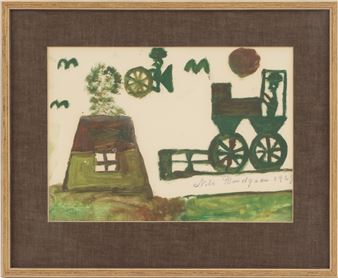 Målning på papper, komposition med figurer - Nils Rundgren