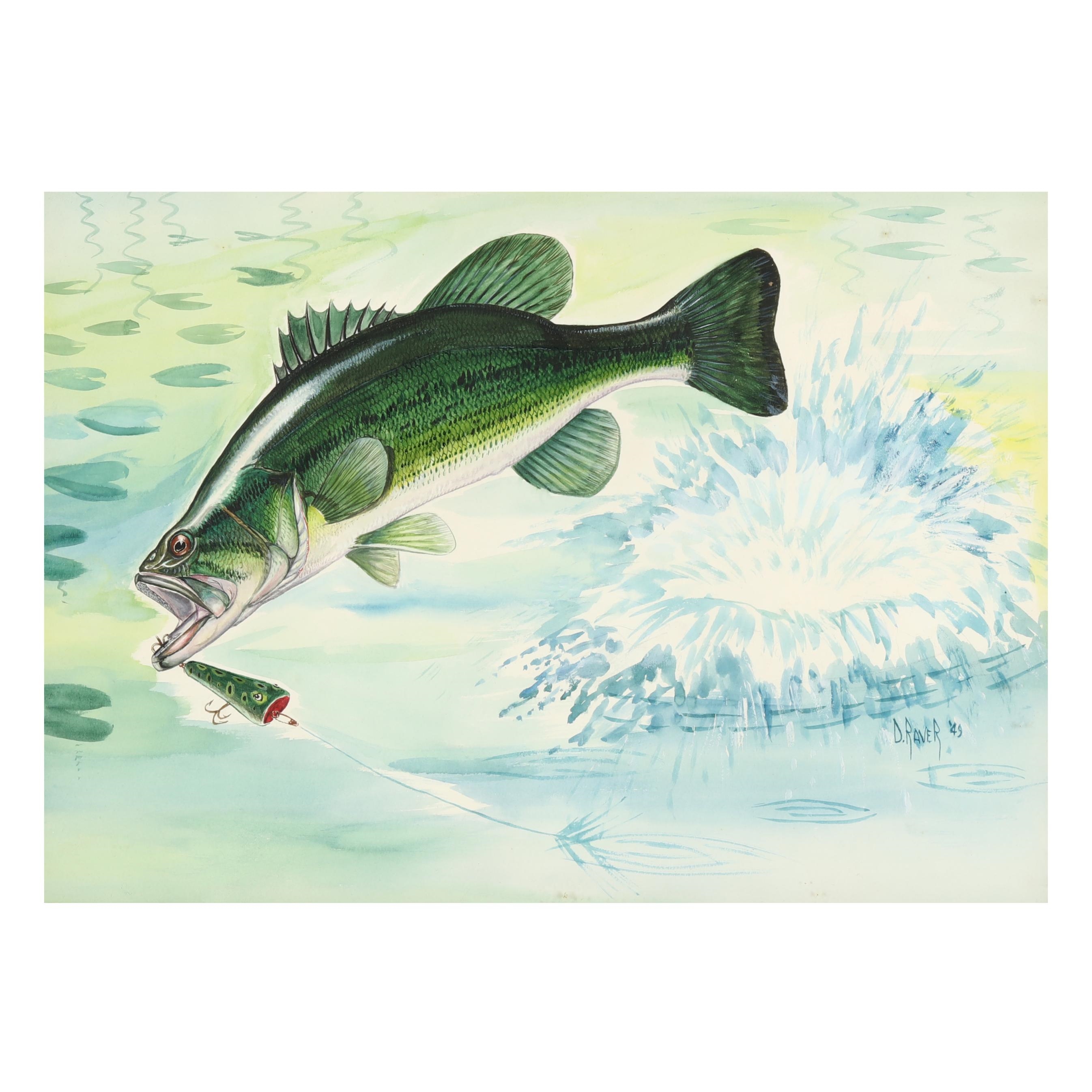 Duane Raver, Jr. | Jumping Largemouth Bass (Circa 1949) | MutualArt