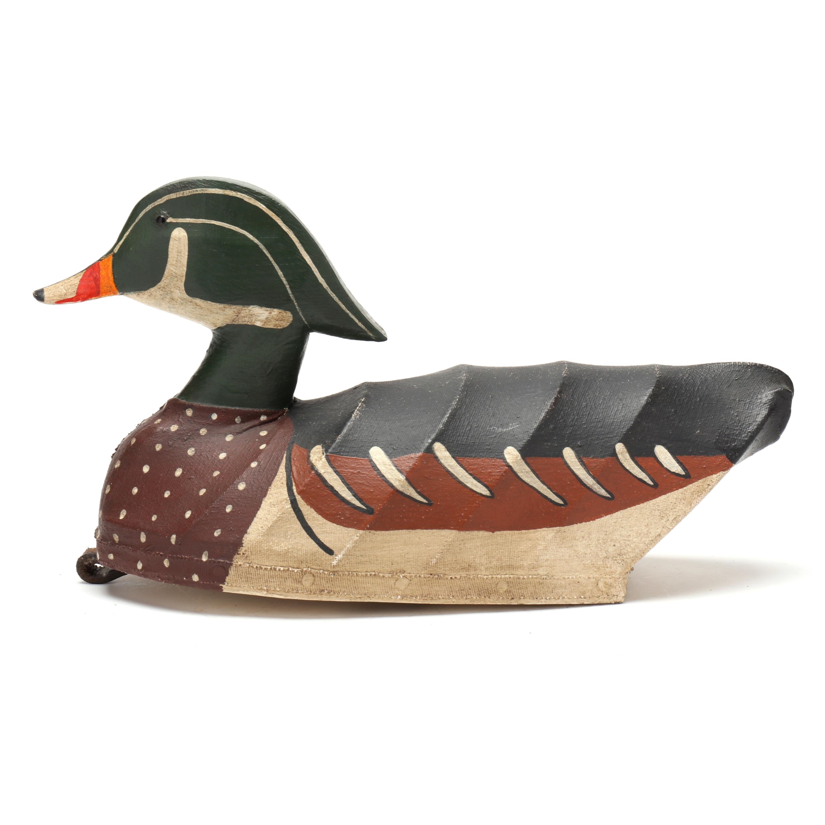 Artwork by William Mosley, Wood Duck, Made of Painted Canvas Over Wire Construction