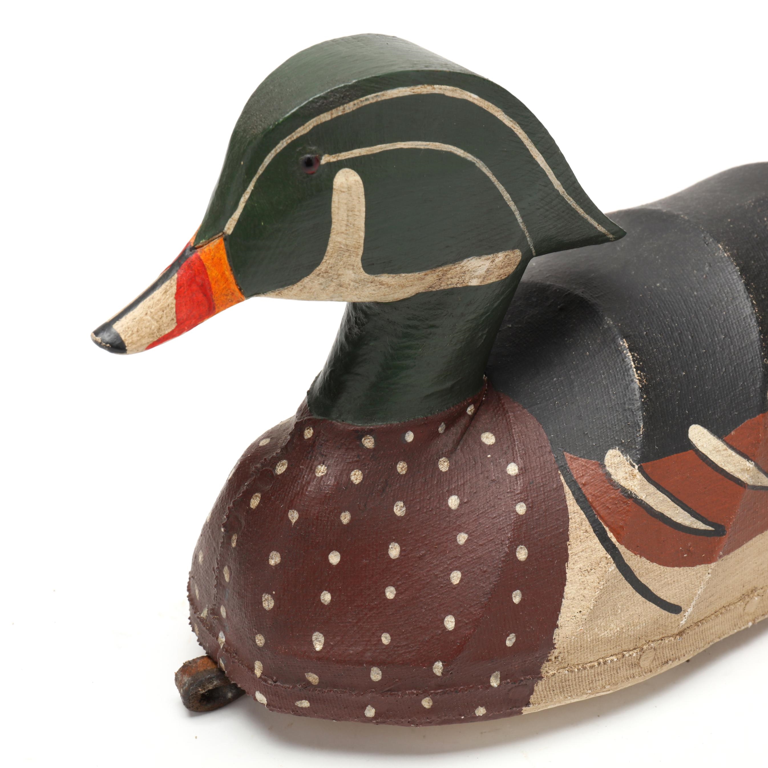 Artwork by William Mosley, Wood Duck, Made of Painted Canvas Over Wire Construction