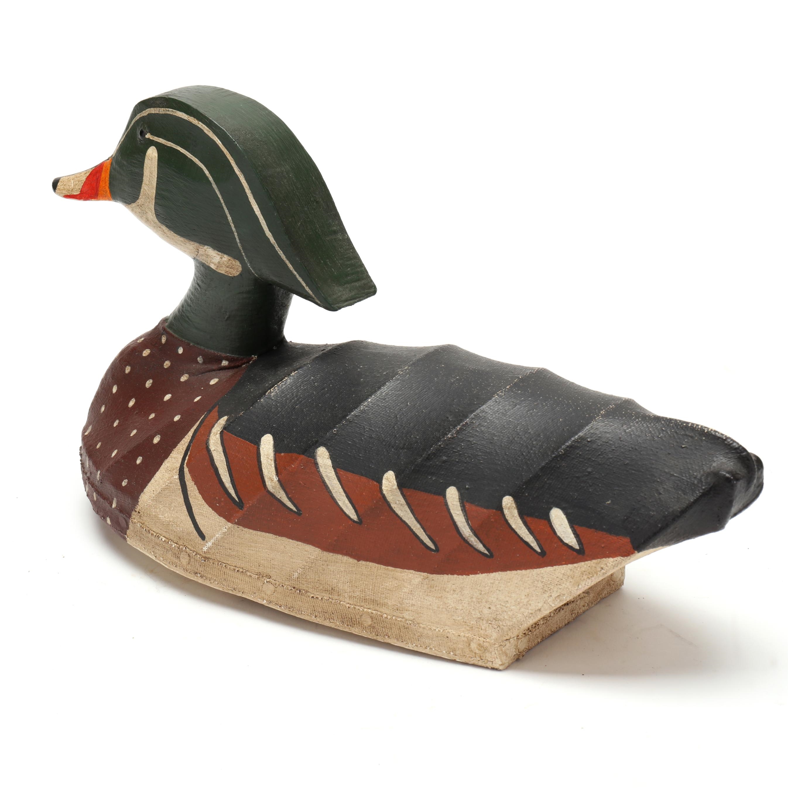 Artwork by William Mosley, Wood Duck, Made of Painted Canvas Over Wire Construction