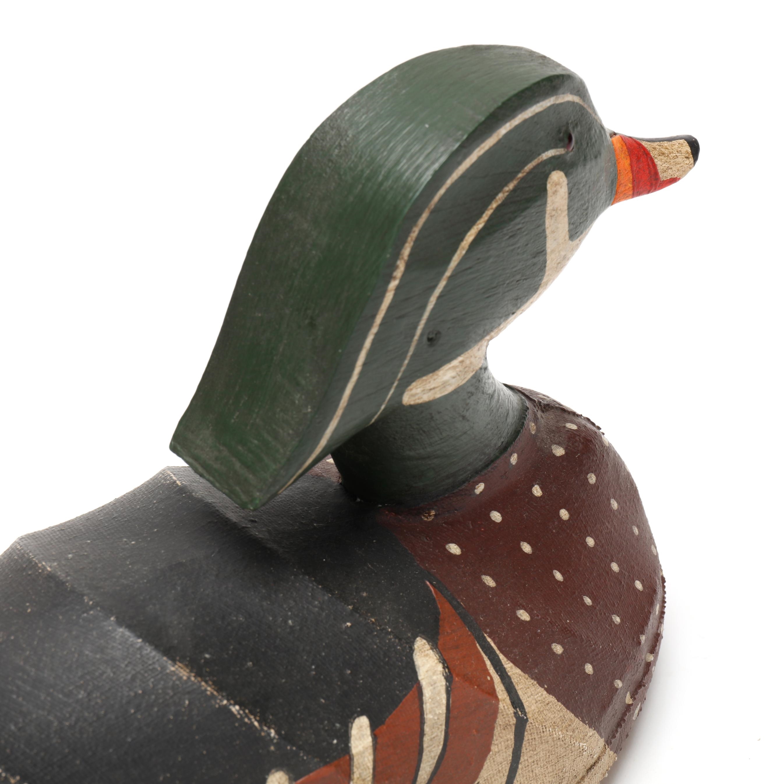 Artwork by William Mosley, Wood Duck, Made of Painted Canvas Over Wire Construction