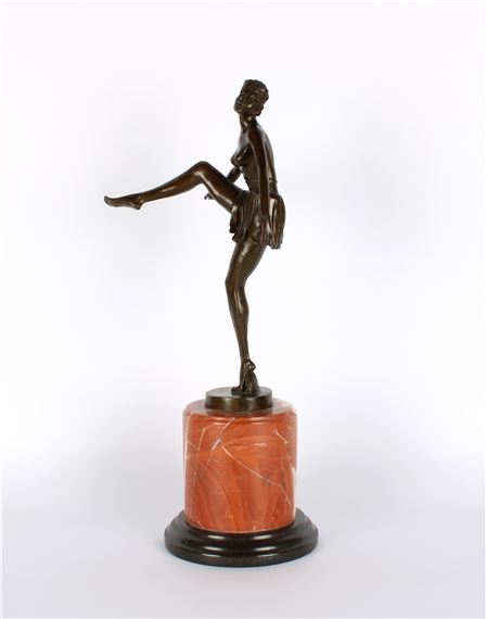 Art Deco Style Patinated Bronze Figure by Dominique Alonzo
