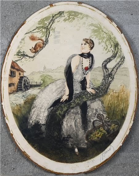 Jean Hardy | Two Works: Scene with an elegant young lady and a