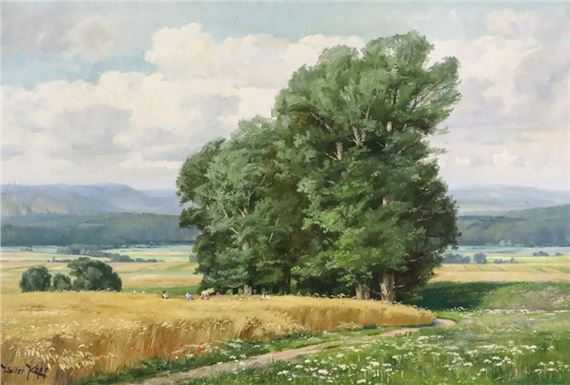 Sommerliche Feldlandschaft mit Heuernte - Walter Kopp