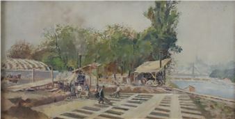 Bau der Brücke über die Flussinsel Stvanice in Prag - Jaroslav Štochl