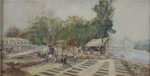 Bau der Brücke über die Flussinsel Stvanice in Prag - Jaroslav Štochl