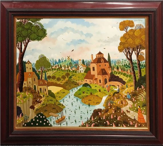 Paysage au charmeur de papillons by Alain Thomas