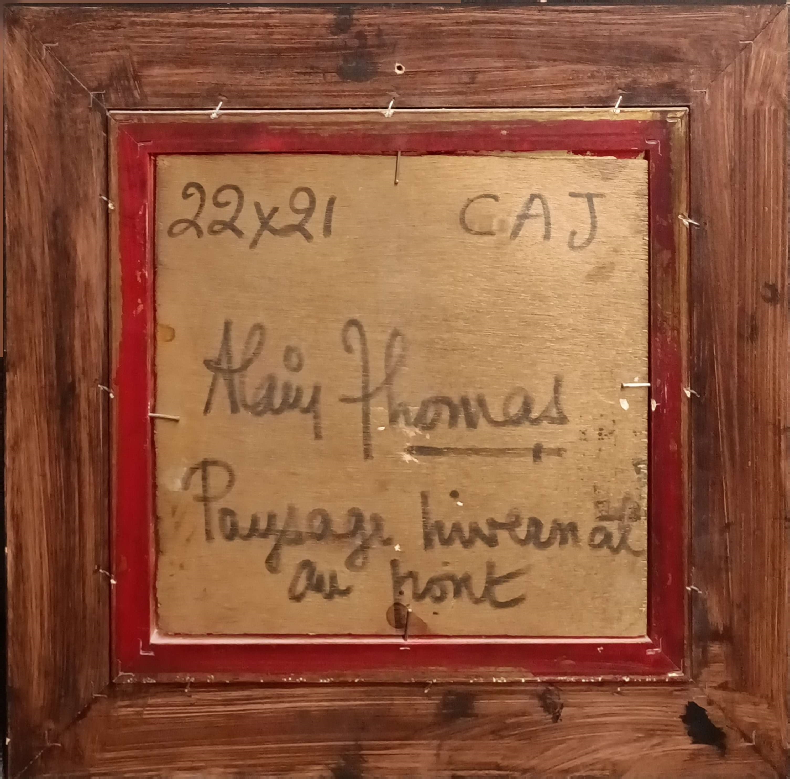 Artwork by Alain Thomas, Paysage invernal au pont, Made of Acrylic On Panel