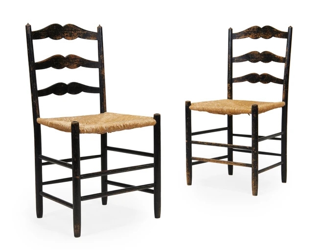 Artwork by Edward Gardiner, Five 'Pass' chairs, Made of Ebonised Ash, Rush Seats