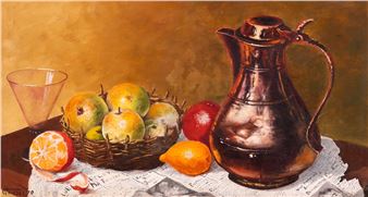 STILL LIFE WITH FRUIT AND FLASK - Hennie Griesel