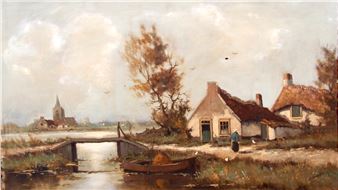 WOMAN FEEDING THE CHICKENS - J. van Dommelen