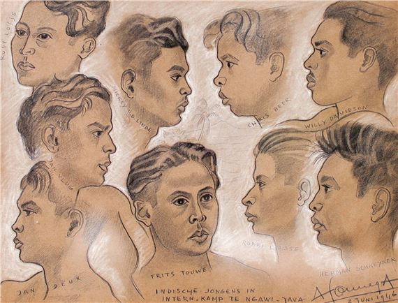 Portrait of Friends in Japanese Camp - Auke Cornelis Sonnega