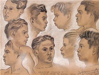 Portrait of Friends in Japanese Camp - Auke Cornelis Sonnega