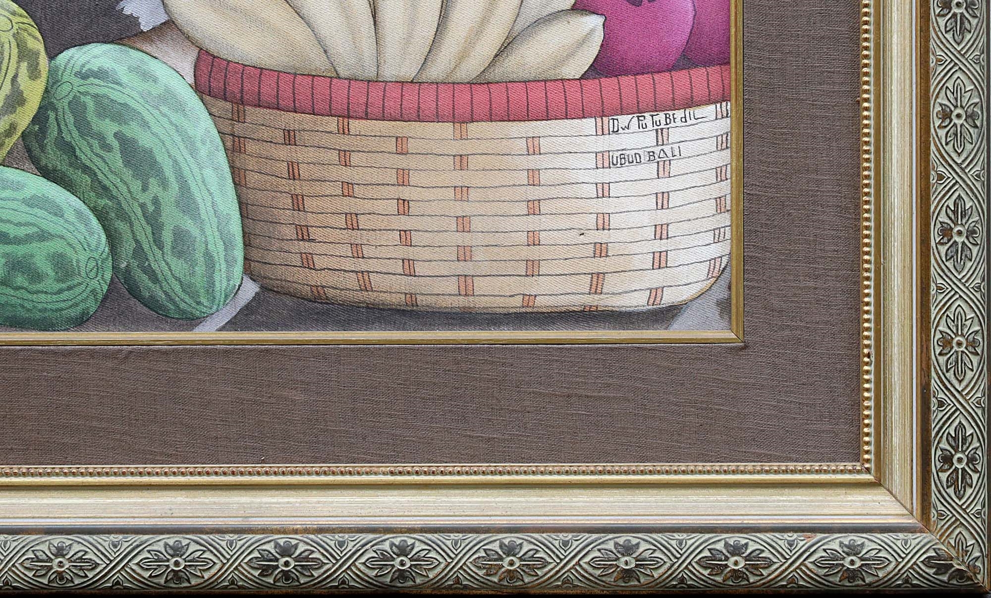 Artwork by Dewa Putu Bedil, Fruit Market (Pasar Buah, Made of Acrylic On Canvas