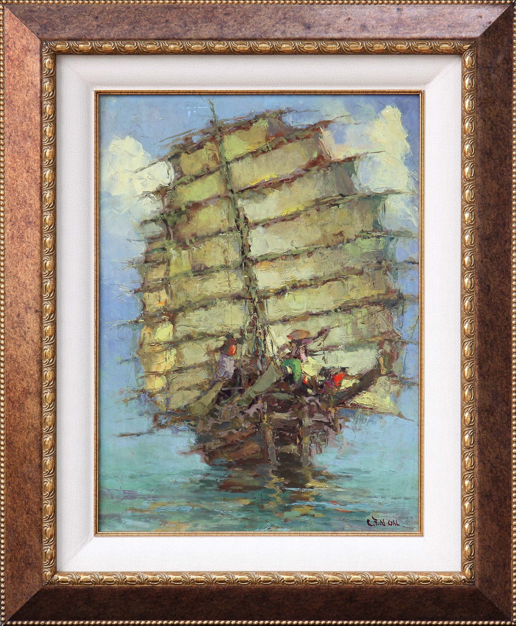 Artwork by Lucien Frits Ohl, Sailing Ship (Kapal Layar, Made of Oil On Board