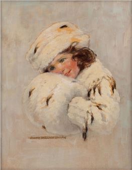 Girl in White Fur Coat, Hat And Muff - Jessie Willcox Smith