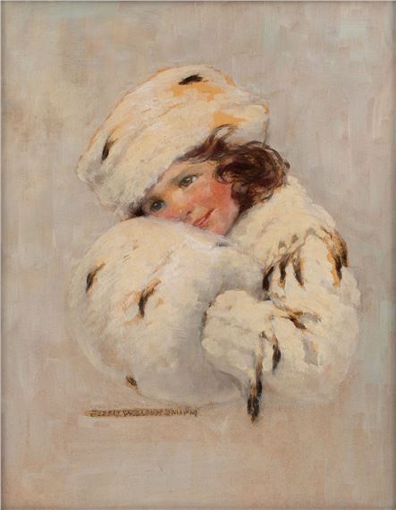 Girl in White Fur Coat, Hat And Muff - Jessie Willcox Smith