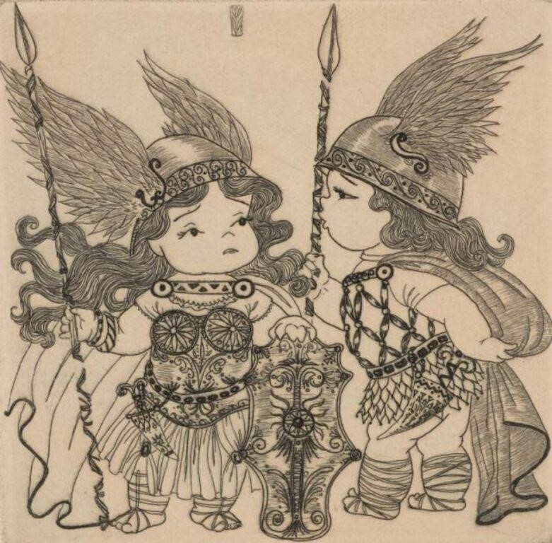 Margaret Gaug | Six Compiled Cherubic Etchings | MutualArt
