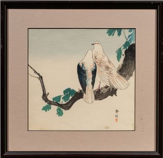 Pair of Pigeons on a Branch - Seiko Okuhara