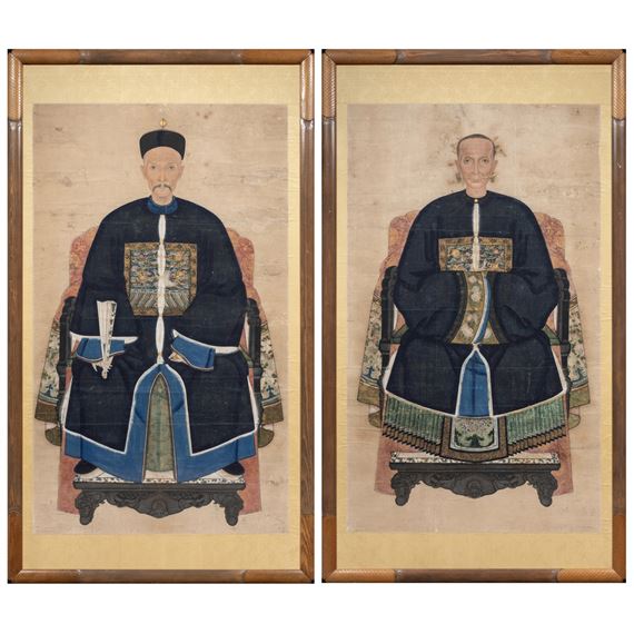 A pair of Chinese ancestor portraits