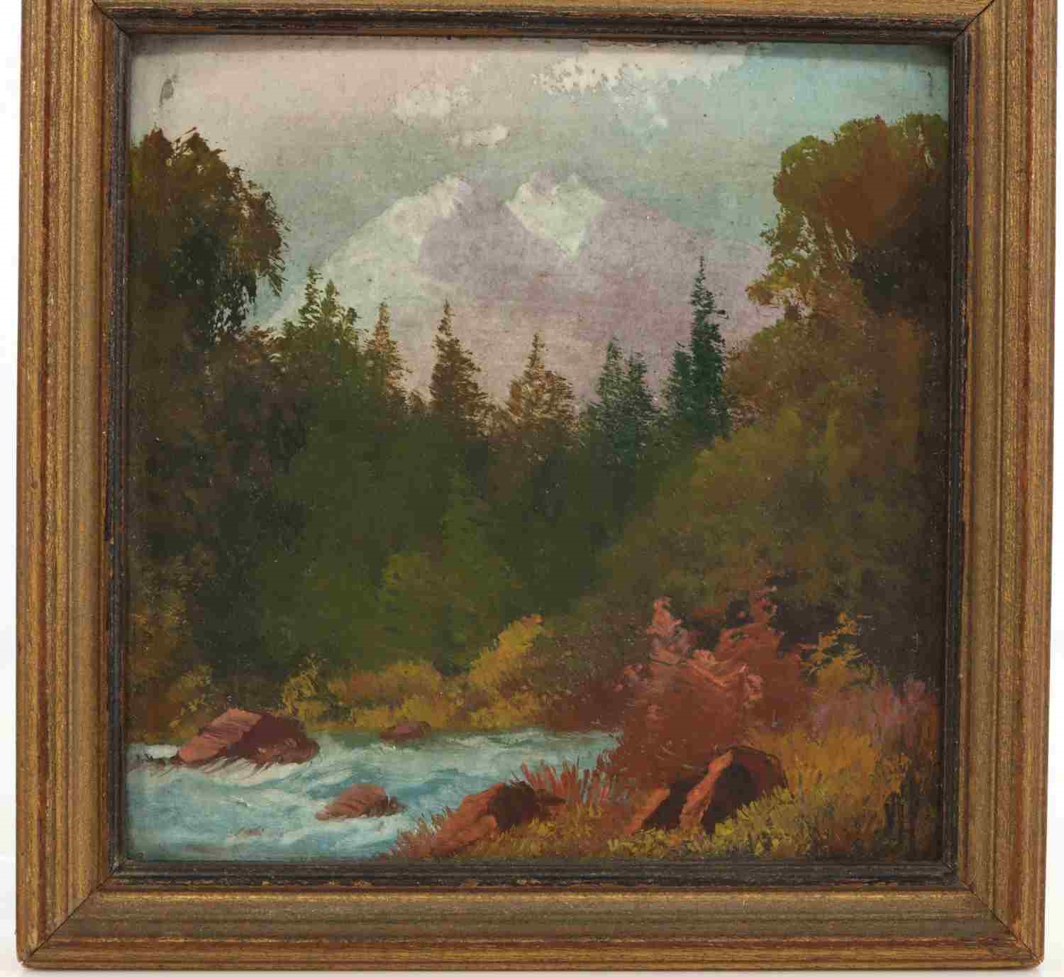 Artwork by Willard Page, WILLARD J PAGE MINIATURE PAINTING FOREST & CREEK, Made of Painting