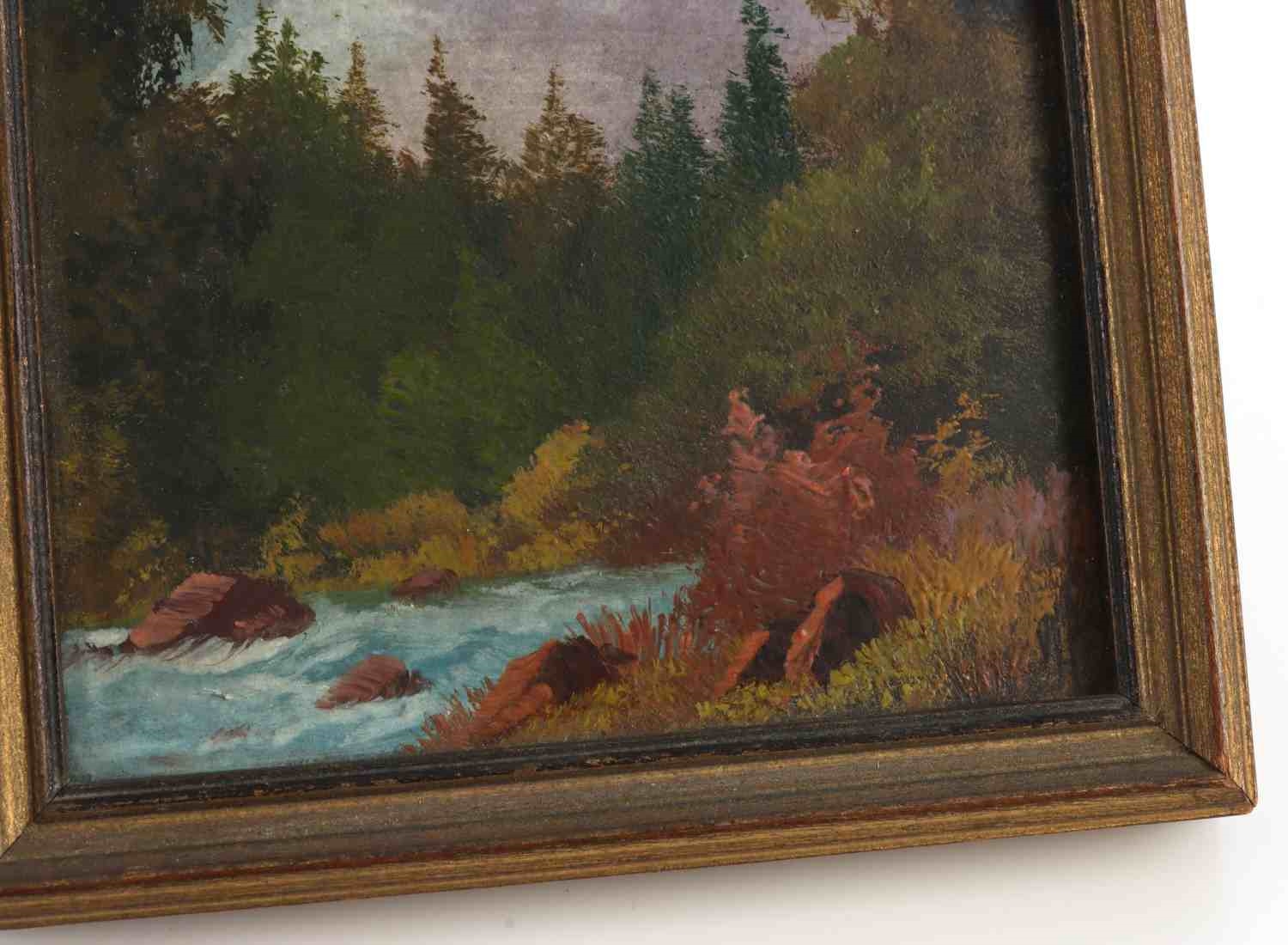 Artwork by Willard Page, WILLARD J PAGE MINIATURE PAINTING FOREST & CREEK, Made of Painting