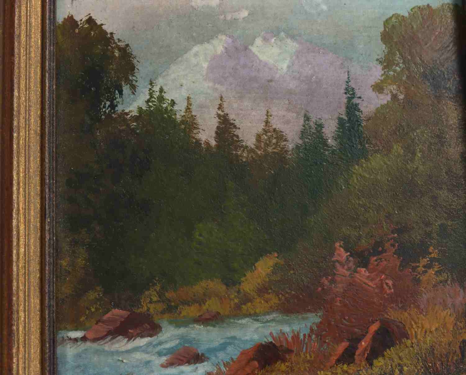 Artwork by Willard Page, WILLARD J PAGE MINIATURE PAINTING FOREST & CREEK, Made of Painting