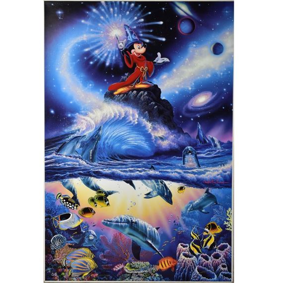 クリスチャン・リース・ラッセン　\"ETERNAL RAINBOW SEA IT\" RARE! Christian Riese Lassen Eternal Rainbow Sea Framed Koa