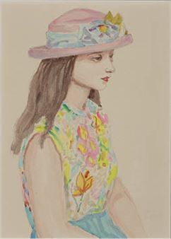 Hat with flower decorations (a set of 2 - Ryuichi Terashima