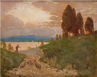 Landscape with a Shepherd - Johann Klepinski