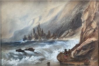 19th century watercolour of Dirk Hatteraick's cave on the coast of Galloway - Emma Russell