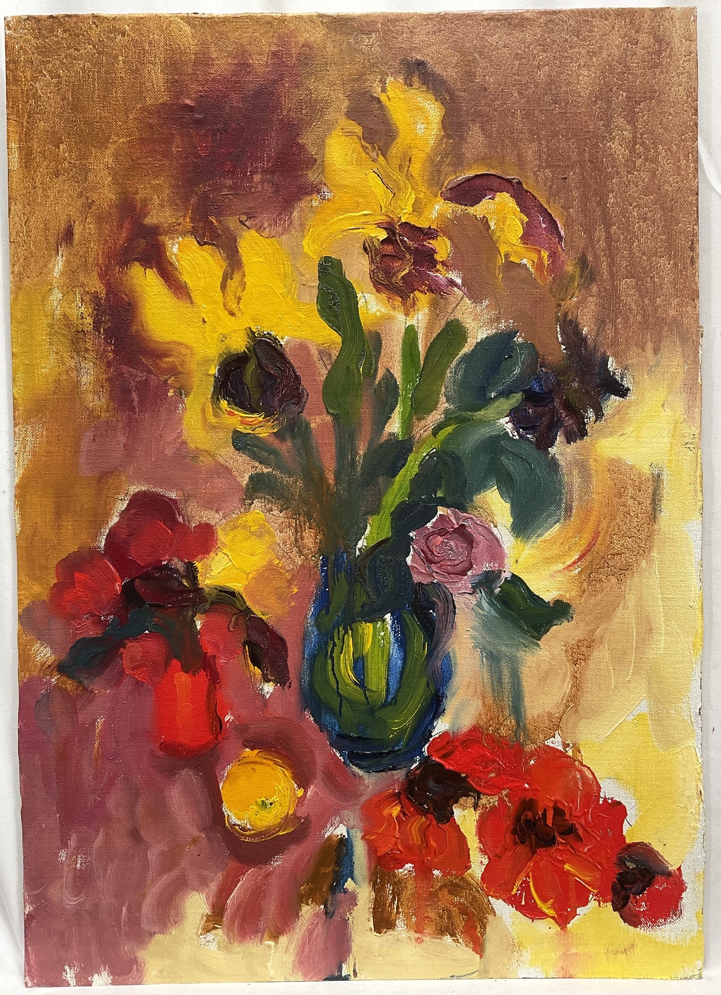 Annelise Firth | Golden and Purple Irises with Poppies (2024) | MutualArt