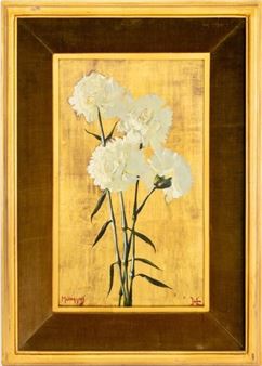 Floral Still Life Scene - M.W. Huggins