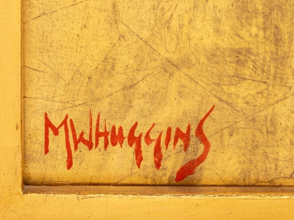 Artwork by M.W. Huggins, Floral Still Life Scene, Made of Oil On Masonite